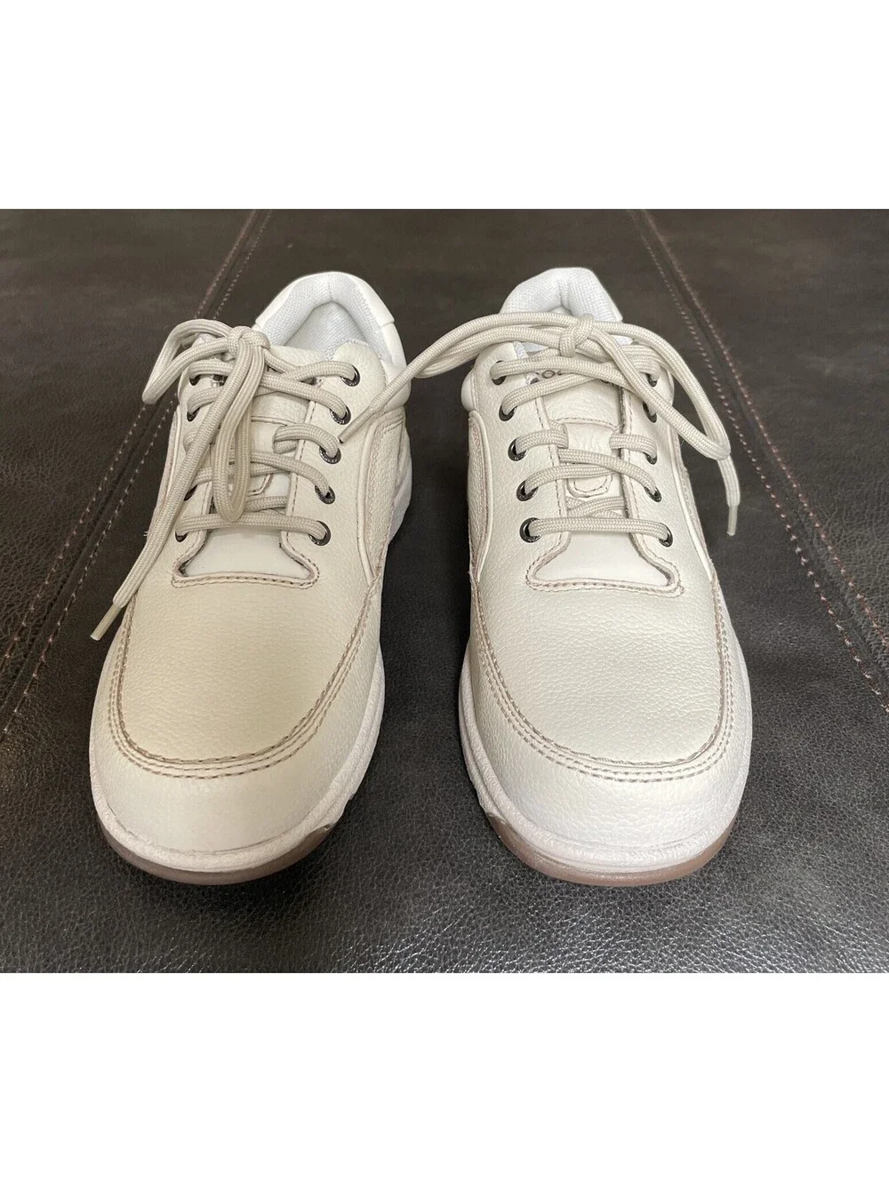 Rockport Men’s Eureka Walking Shoe Sz 7.5 CJ1552 Light Beige Leather Comfy NWOB